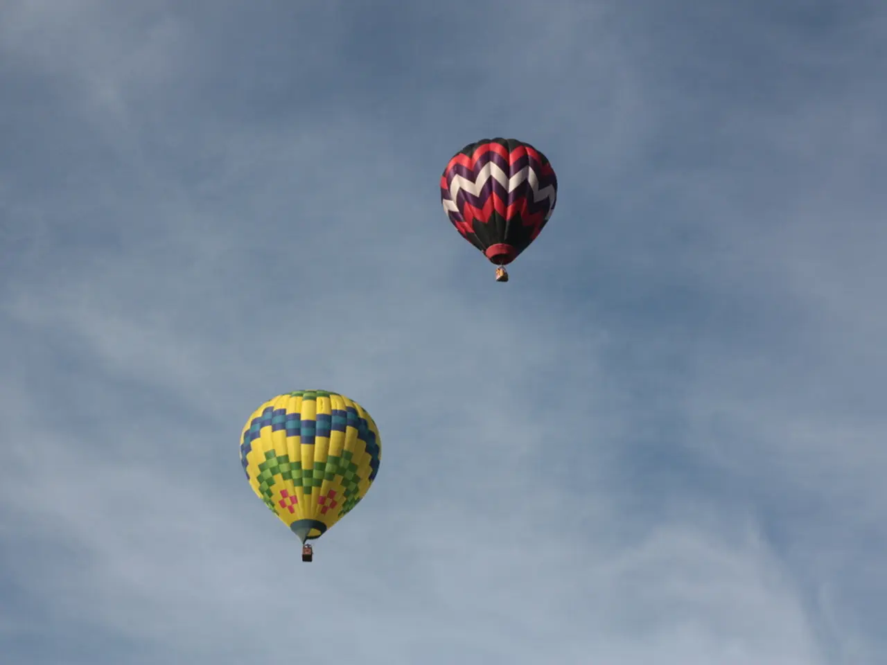 In this image there is the sky, there are air balloons flying in the sky.