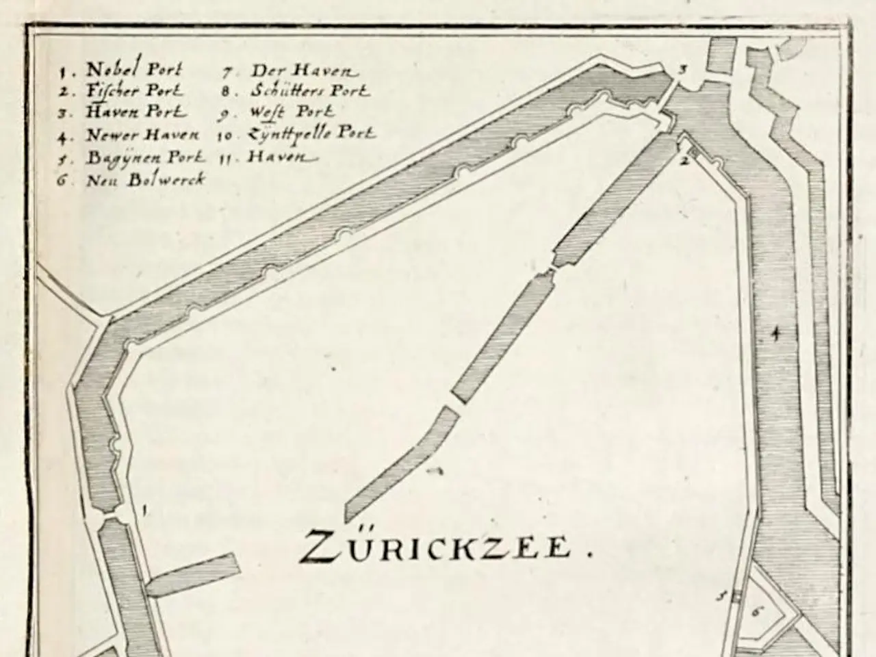 The image shows a paper with a map of the city of Zurich, Switzerland, with text written on it. The...