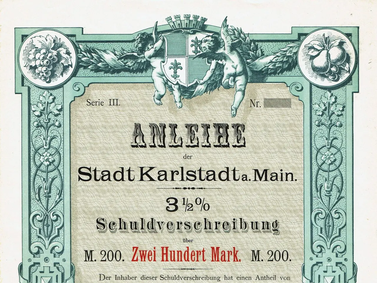 The image shows an old stock certificate with a picture of a man on it. The certificate has text...