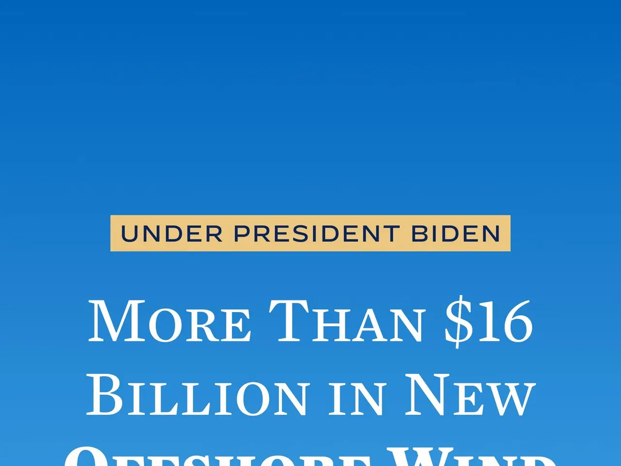 The image shows a poster with a blue background and text that reads "More than $16 billion in new...