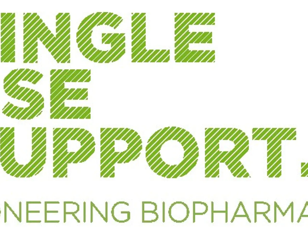The image shows a white background with the text "single use support pioneering biopharma" written...