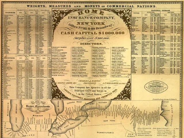 The image shows an old newspaper with a map of the United States of America on it. The paper is...