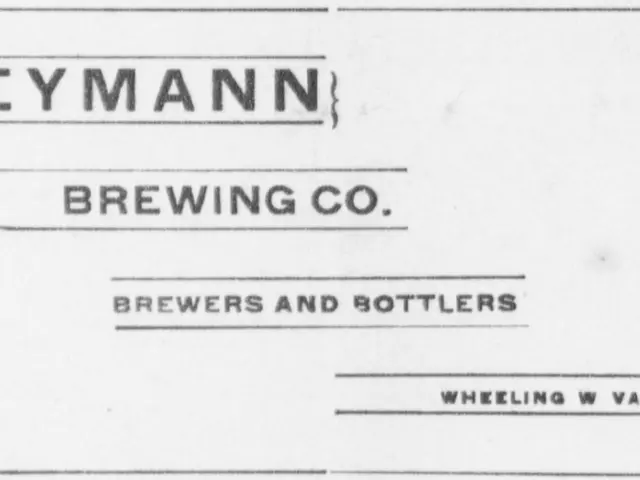 The image shows a black and white photo of a paper with the text "Reymann Brewing Co. Brewers and...