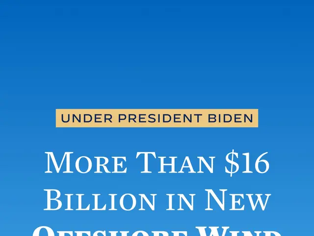 The image shows a poster with a blue background and text that reads "More than $16 billion in new...