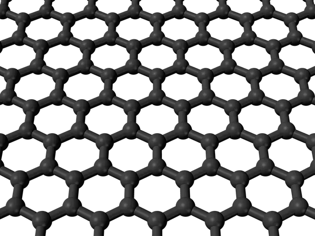 The image shows a 3D model of a carbon nanotube, which is composed of a lattice-like structure...