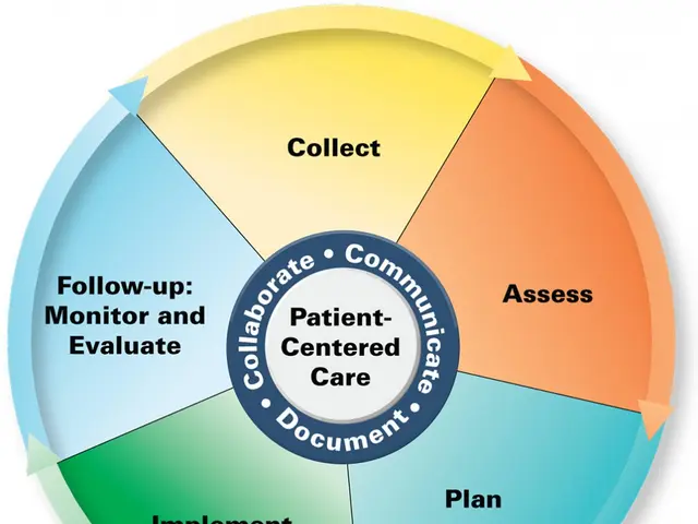 The image shows a circular diagram with the words "patient-centered care" in the center, surrounded...