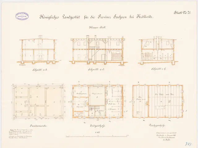 The image shows a drawing of a building with a lot of plans on it, which is likely a plan of a...