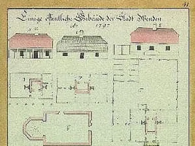The image shows a paper with a drawing of a house with a red roof, which is believed to be the...