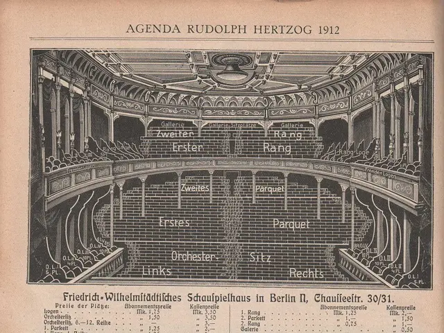 The image shows an old book with a drawing of a building on it. The building appears to be a...