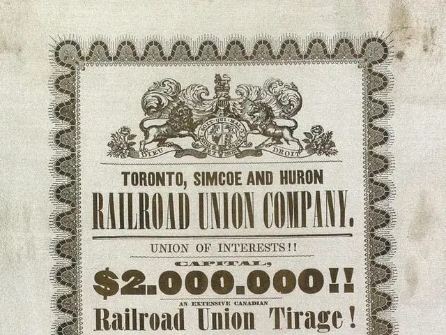 The image shows an old advertisement for the Toronto, Simcoe and Huron Railroad Union Company, with...