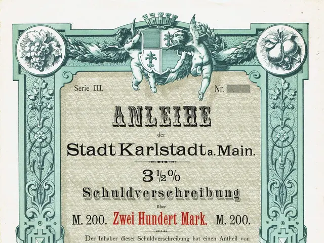 The image shows an old stock certificate with a picture of a man on it. The certificate has text...