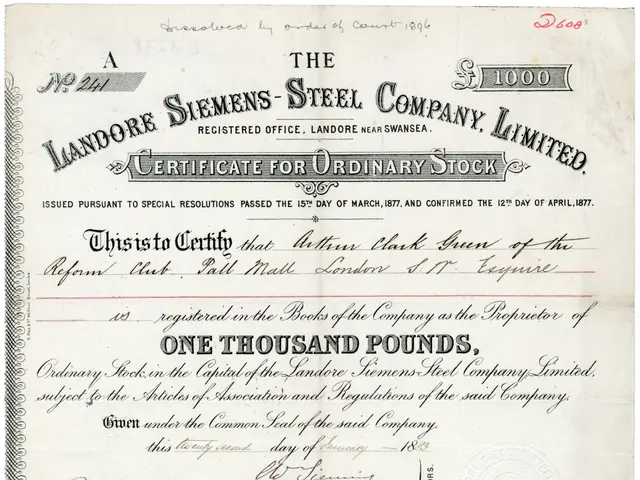 The image shows a Landore Siemens Steel Company Limited Certificate for Ordinary Stock. It is a...