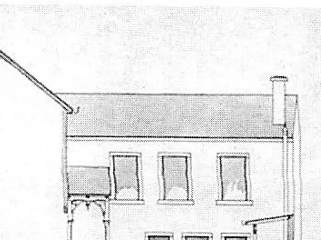 The image shows a drawing of a house with a door and windows, which is believed to be the first...