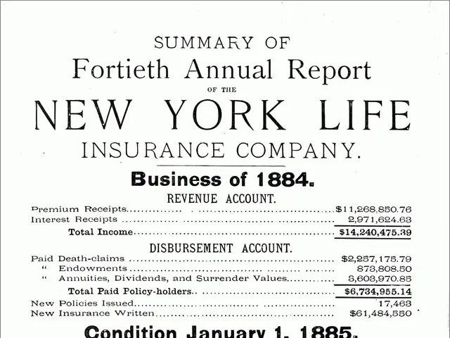 The image shows a black and white paper with the text "New York Life Insurance Company, Business of...