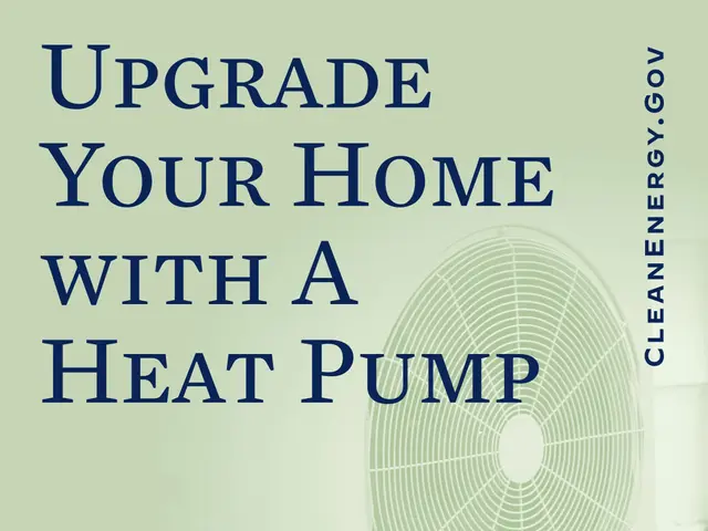 The image shows a poster with text that reads "Upgrade Your Home with a Heat Pump" and an image of...