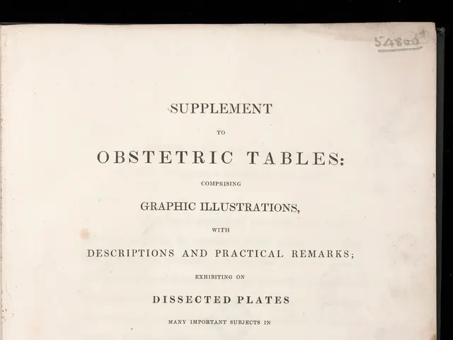 The image shows a black background with a book titled "Supplement to Obstetric Tables: Compressing...