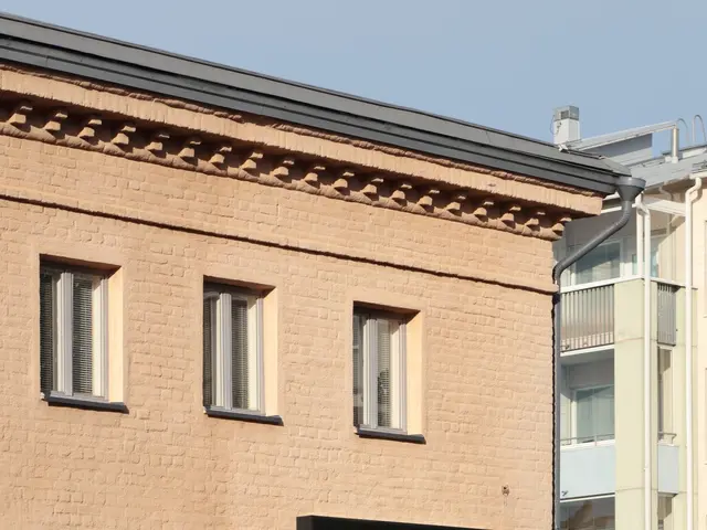 The image shows a building with a sign that reads "Market" on the side of it, surrounded by...